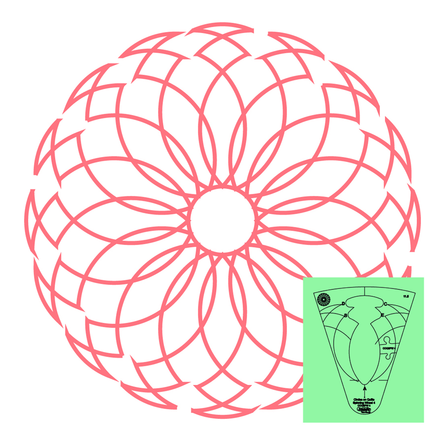 WT-COQSPW-4-LS, Westalee Design Circles on Quilts, Spinning Wheels 4, Low Shank