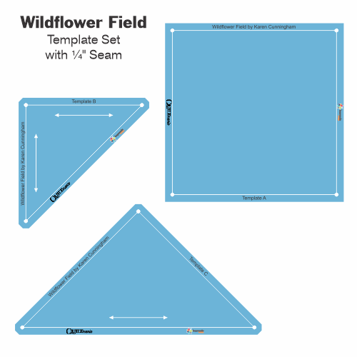 Wildflower Field - Template Set ¼" Seam, by Karen Cunningham