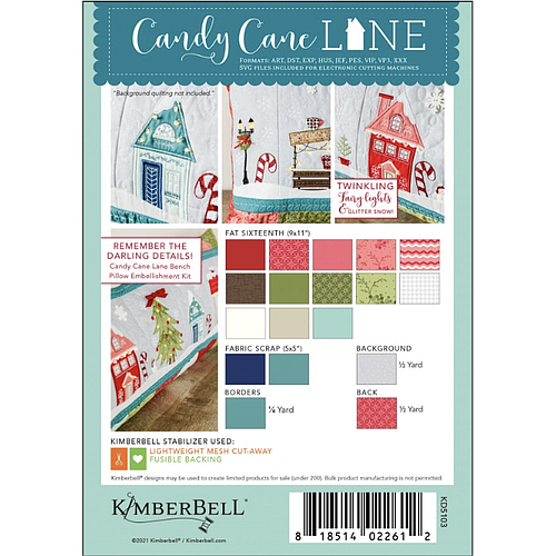 KID5103, Candy Cane Lane Bench Pillow, KimberBell Design Machine Embroidery CD