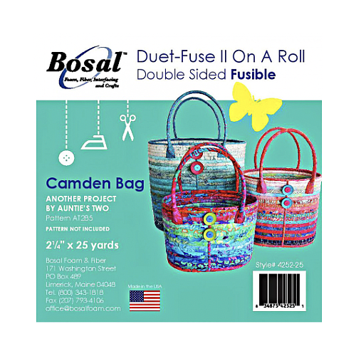 BOS4252-25, Duet-Fuse II Double Sided Fusible Batting 2-1/4" x 25yds, for Camden Bag