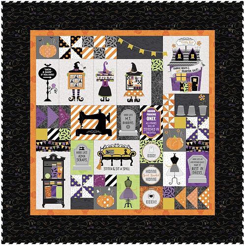 KIT-MASHTH, Hometown Halloween Candy Corn Quilt Shoppe Kit - Fabric Only